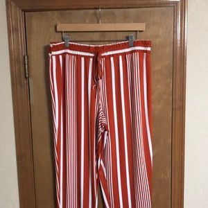 Orange and White Striped Ankle Pants